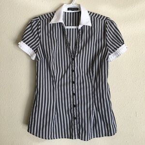 Grey & White Short Sleeve Express Dress Shirt